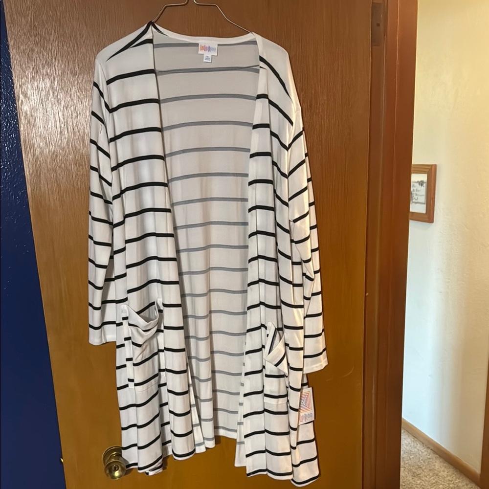LuLaRoe Black and White Striped Cardigan